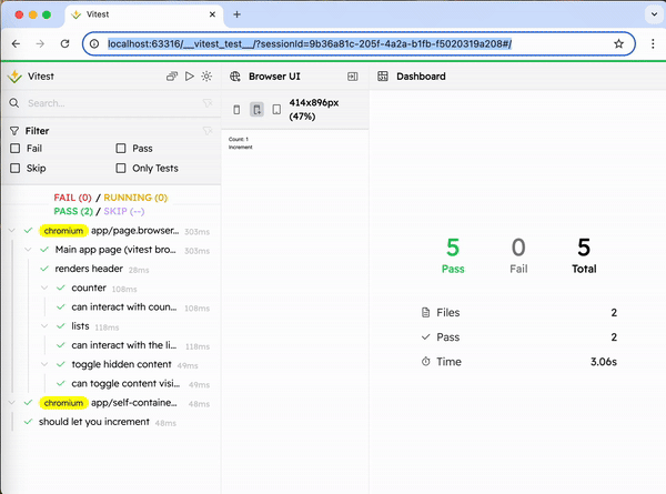 Demo showing how to use Vitest Browser Mode in a real browser to preview what your tests are doing